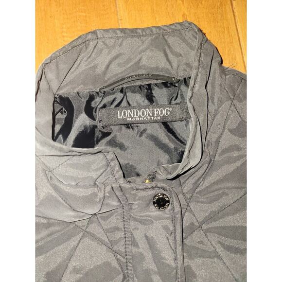 London Fog Manhattan Quilted Coat Jacket Grey Size M Full Zip Button Up - Picture 4 of 5